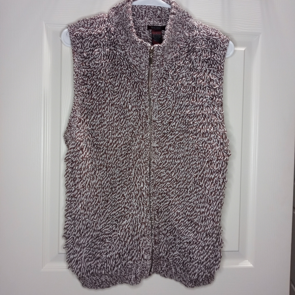 Boho Loopy Knit Sweater Vest Full Zip